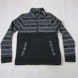 Cruel Girl's Aztec Printed Long Sleeve Half Zip Pullover - Black